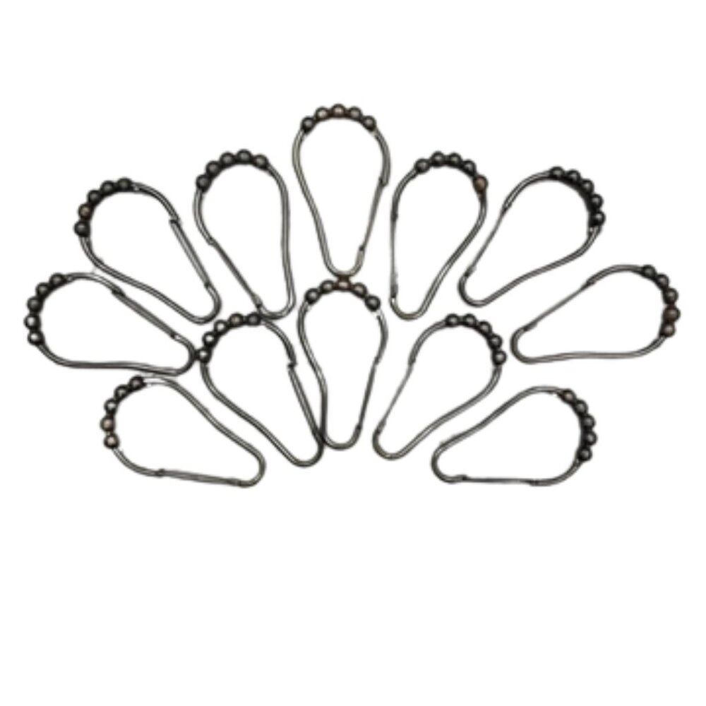 12 Dark Bronze Roller Shower Curtain Hooks